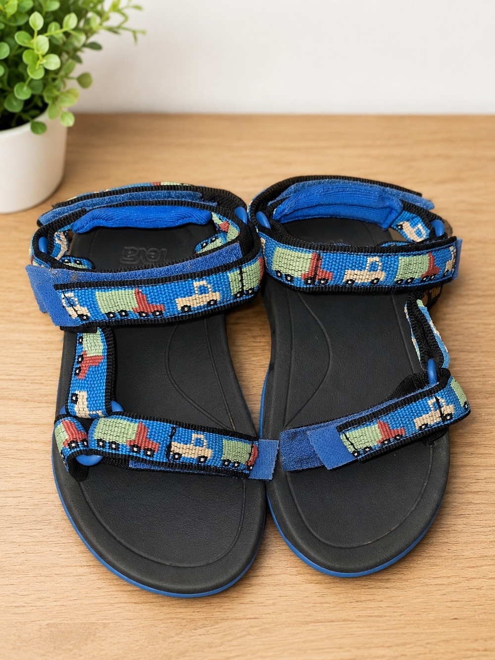 Teva Kids Blue Strap Sandals with Truck Pattern